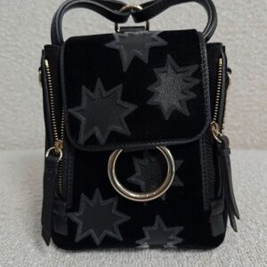 Authentic Chloé Black Leather and Suede Mini Star Faye Crossbody Bag